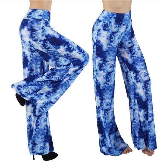BEAUTIFUL BLUE & WHITE PALAZZO PANTS - Picture 1 of 5